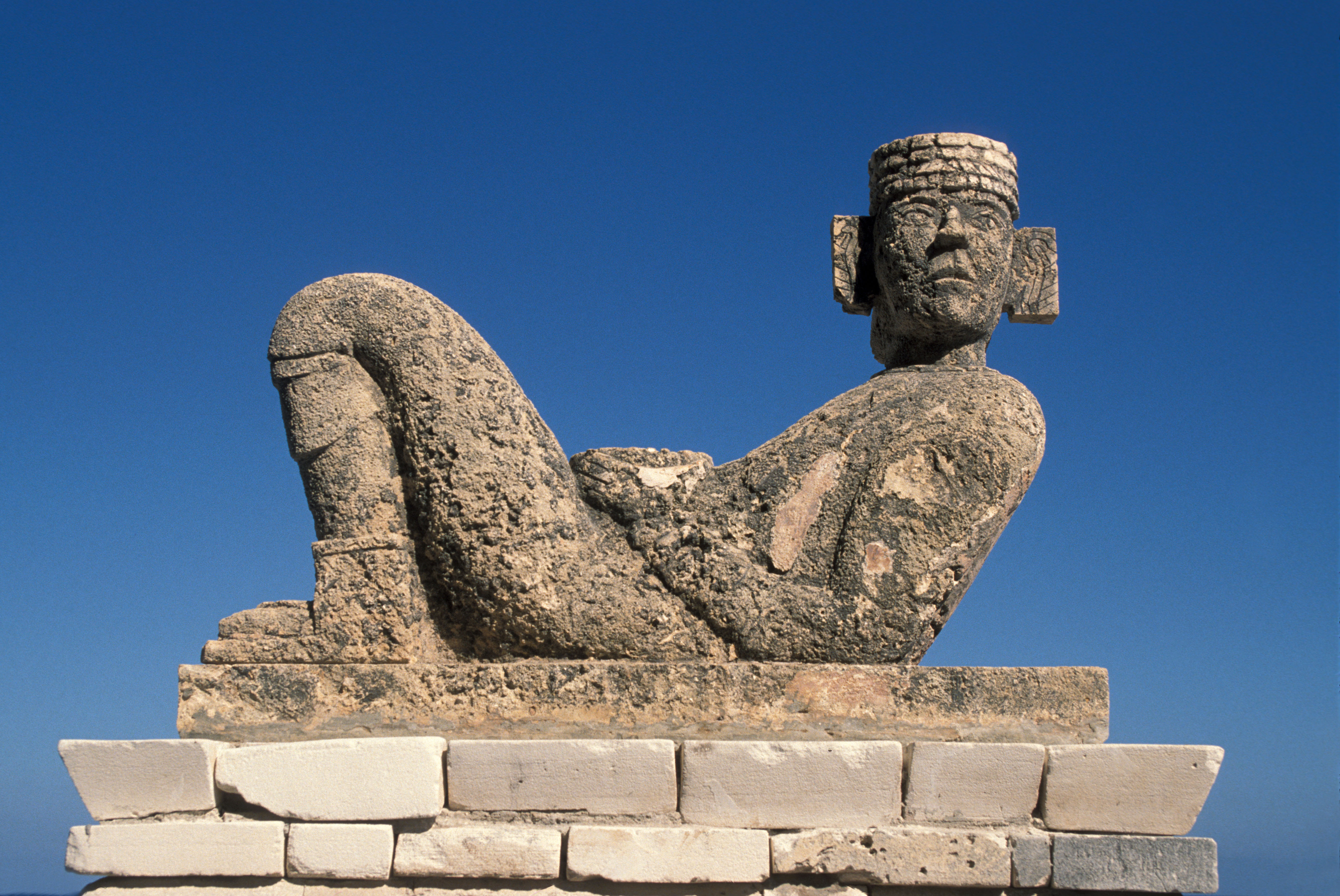 A chacmool sculpture in Mexico