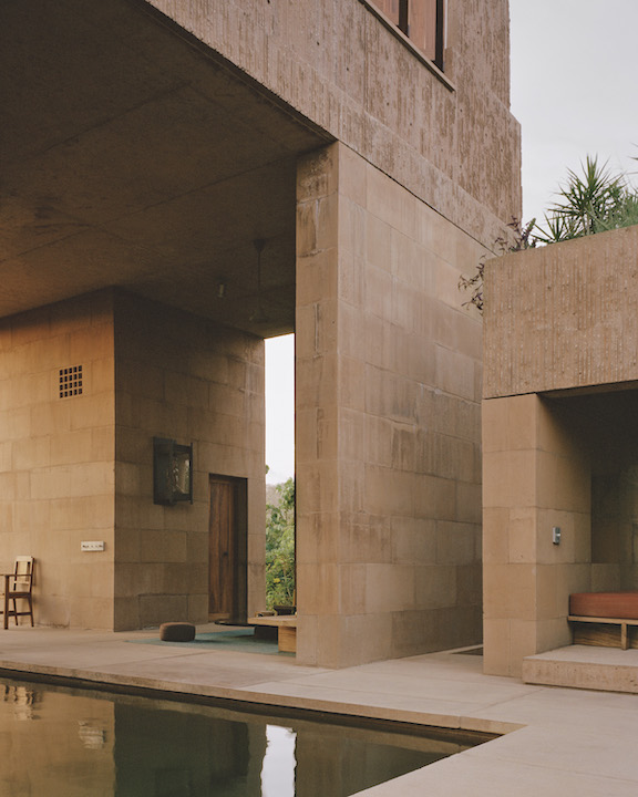 An outdoor patio of an open air home in Mexico.