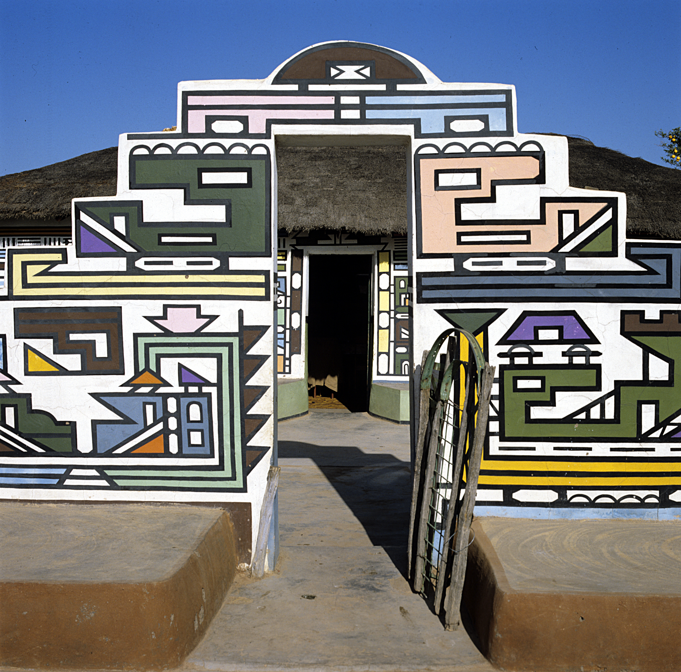 Colorful home with geometric adornments in Mpumalanga, South Africa