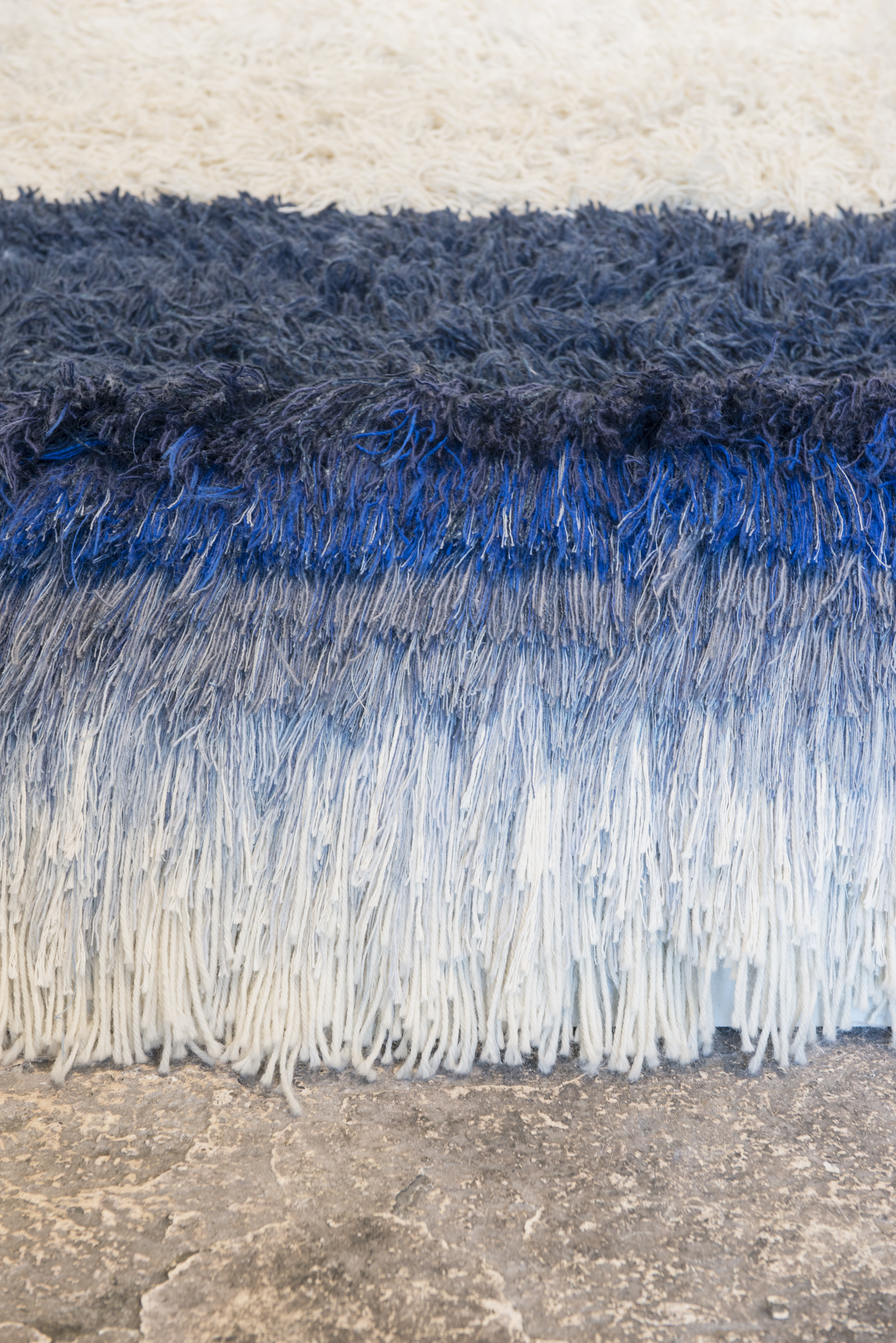 A blue and white textile by Van der Swaagh