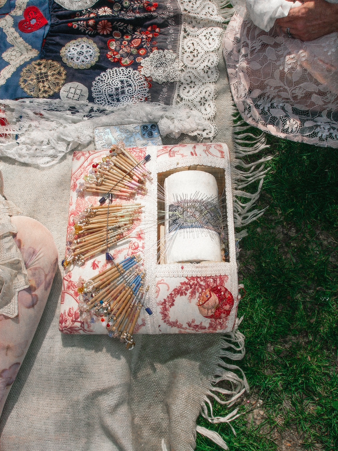 One of Elena Kanagy-Loux’s lacemaking pillows