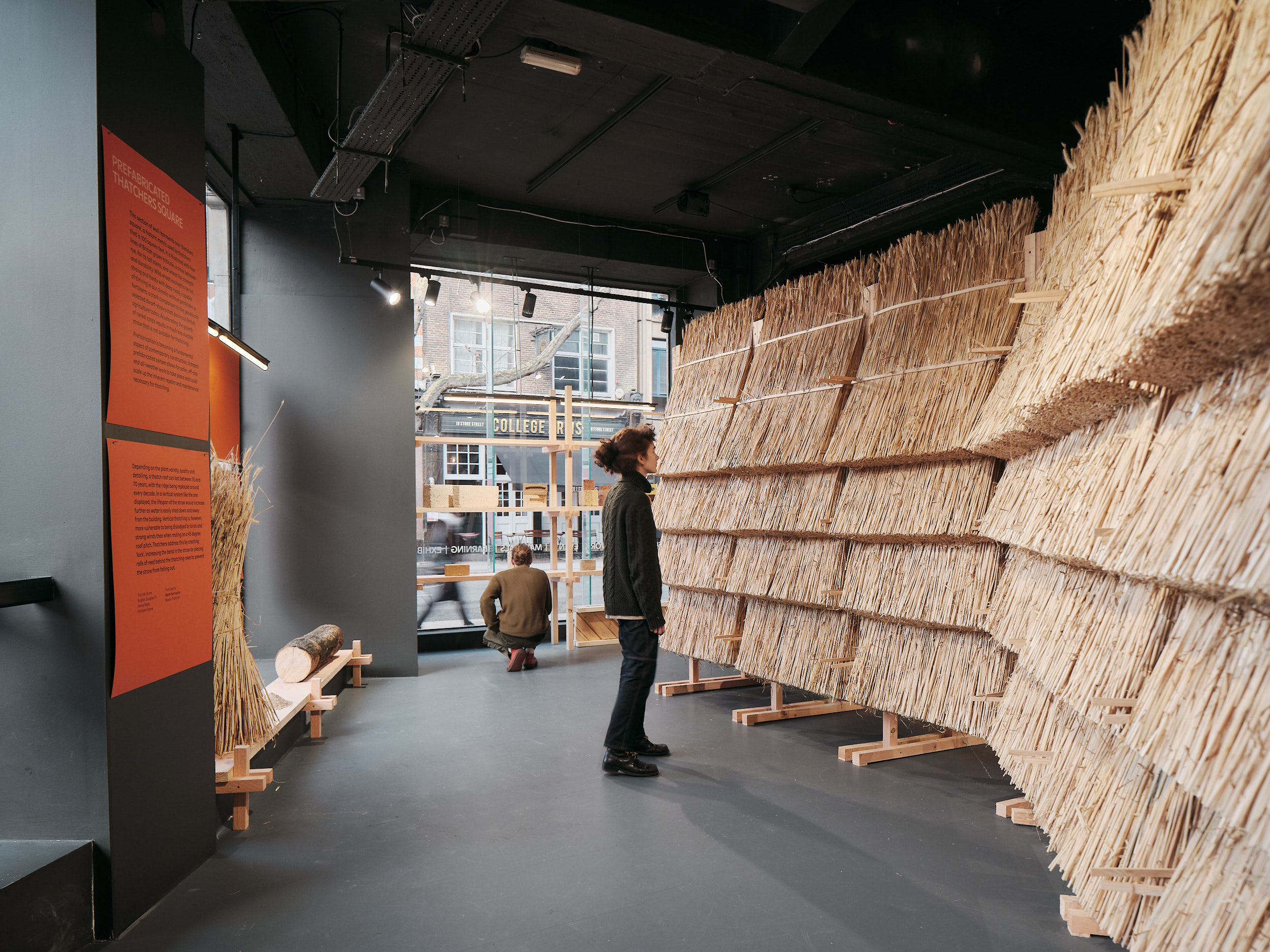 Installation view of the exhibition “Homegrown: Building a Post-carbon Future” at London’s Building Centre. (Photo: Henry Woide)