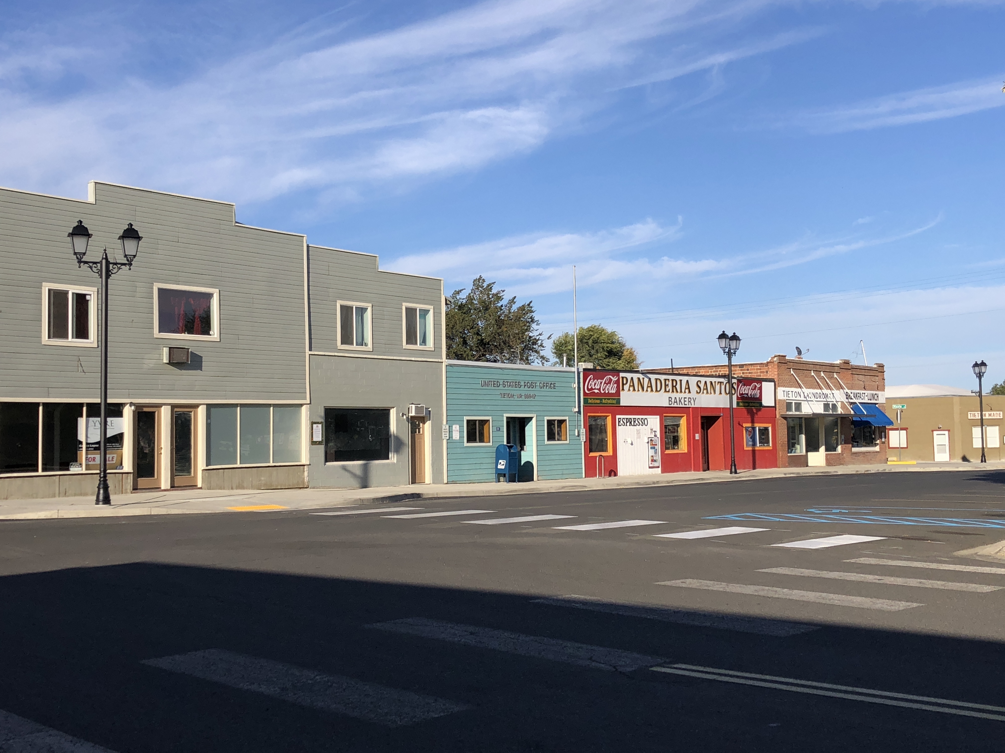 small storefronts along a wide street in Tieton, Washington